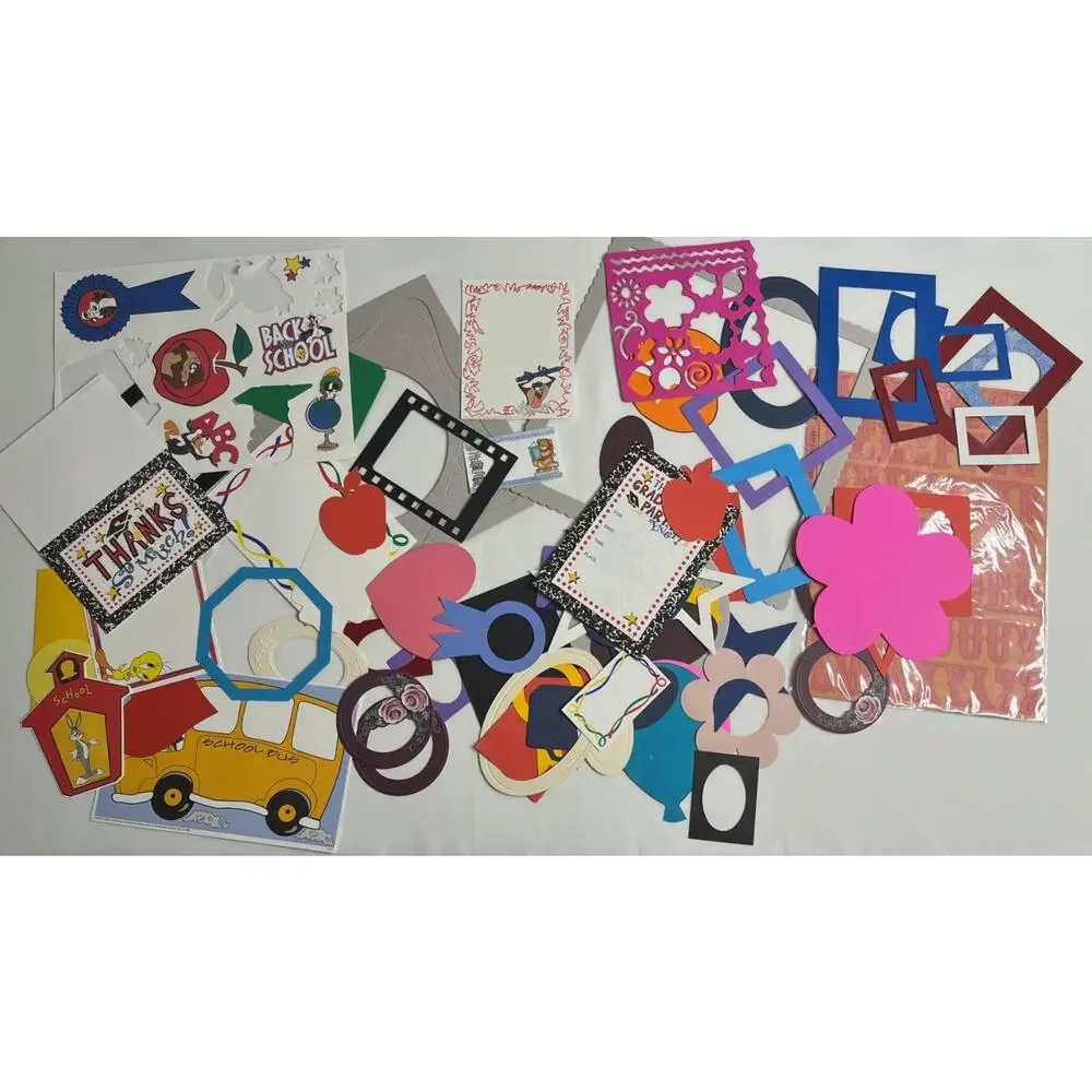 Vintage Scrapbook Die Cuts Lot Back to School Graduation Frames Stencil Alphabet
